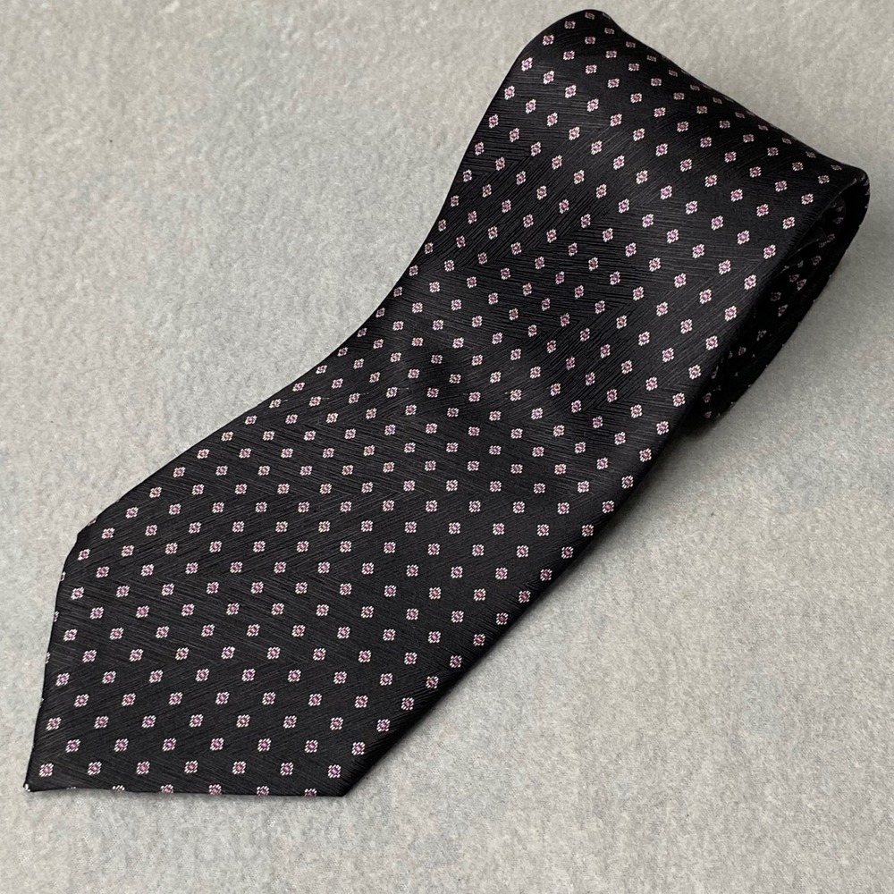 Stefano Ricci Mens Black Pink Geometric Silk Tie Made in Italy Luxury Necktie